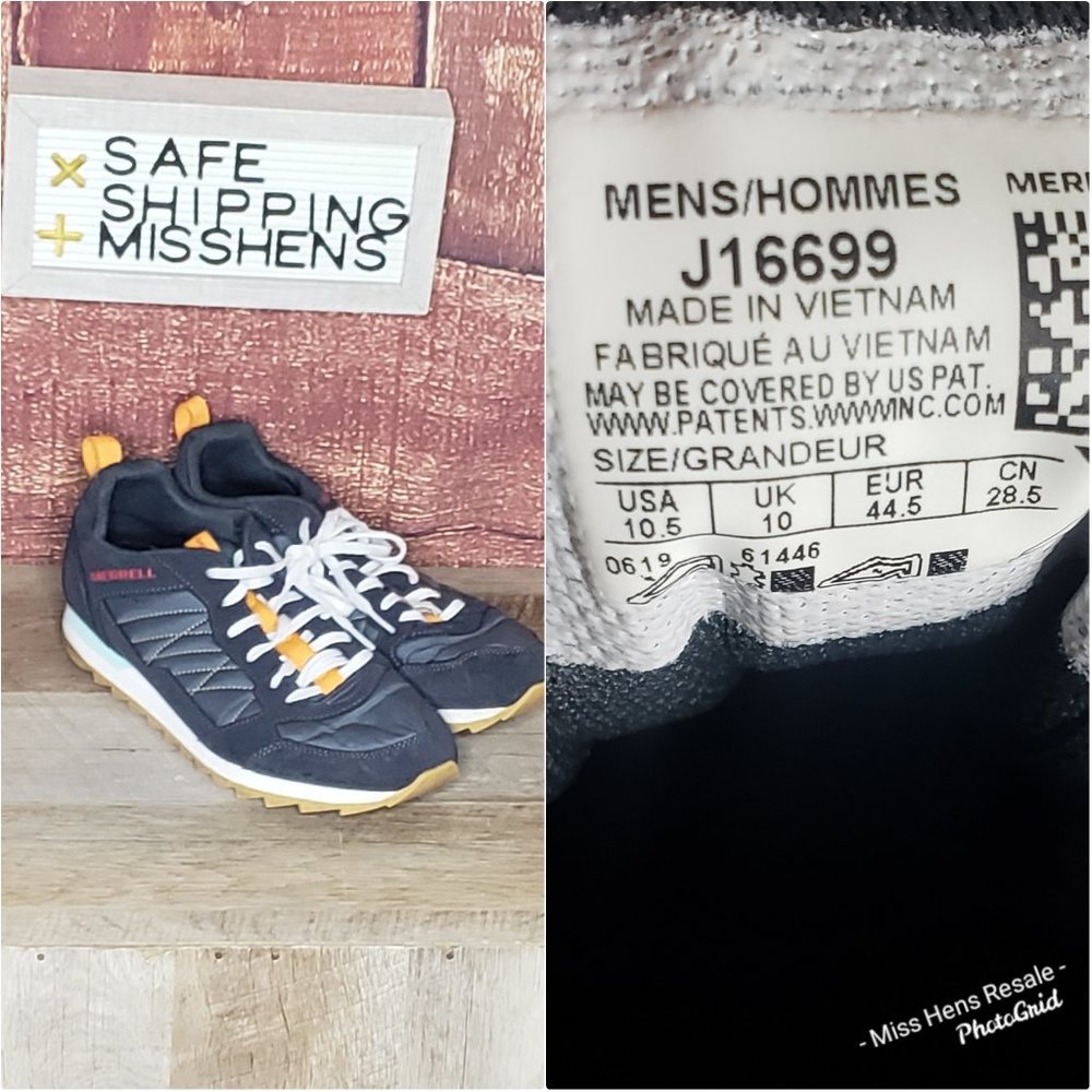 MENS MERRELL BLUE GRY NAVY YELLOW SNEAKERS